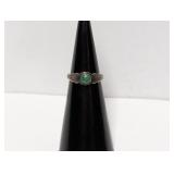 .925 Sterling Green Turquoise Ring Sz 3