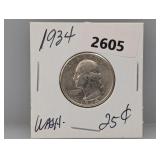 1934 90% Silv Wash Quarter