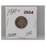 1929-S 90% Silv Mercury Dime