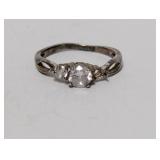 .925 Sterling Three Stone Ring Sz 6