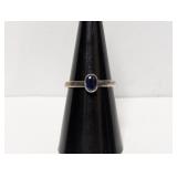 .925 Sterling Blue Stone Ring Sz 7