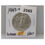 1943-D 90% Silv Walker Half $1