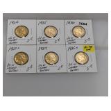 (6) 24K Gold Layered Buffalo Nickels