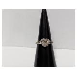 .925 Sterl Diamond Knot Ring Sz 7