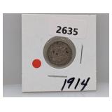 1914 90% Silv Barber Dime