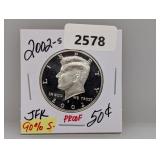 2002-S PF 90% Silv JFK Half $1 Dollar