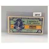5 Cent Military Payment Certificate