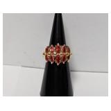 Vermeil/.925 Sterl Peach Stone Ring Sz 6