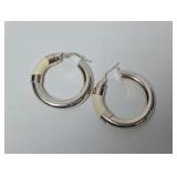 .925 Sterl Cream Accent Hoop earrings
