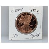 1oz .999 Copper Liberty Round