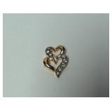 Vermeil/.925 Sterl CZ Dbl Hearts Pendant
