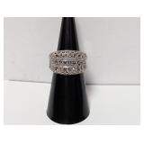 .925 Sterl Triple Row Marcasite Ring Sz 6