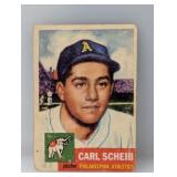 1953 Topps #57 Carl Scheib Athletics Damage