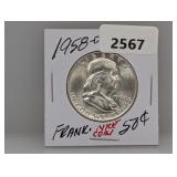 1958-D 90% Silv Franklin Half $1 Dollar
