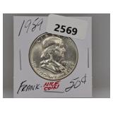 1959 90% Silv Franklin Half $1 Dollar