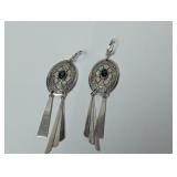 .925 Sterl Malachite Dangle Earrings