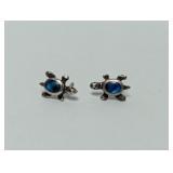 .925 Sterl Blue Stone Turtle Earrings