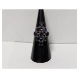 .925 Sterling Sapphire Cluster Ring Sz 6