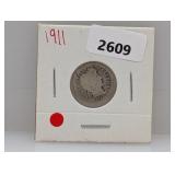 1911 90% Silv Barber Dime