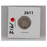 1912 90% Silv Barber Dime