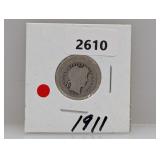 1911 90% Silv Barber Dime