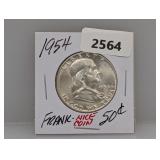 1954 90% Silv Franklin Half $1 Dollar
