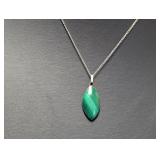 16" .925 Sterl Chain w/Malachite Pendant