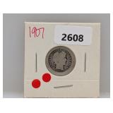 1907 90% Silv Barber Dime