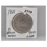 1831 90% Silv Mexico 8 Reales