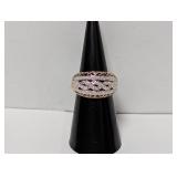 Vermeil/.925 Sterl Diamond Braided Ring Sz 6