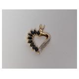 Vermeil/.925 Sterl Sapphire/Diam Heart Pendant