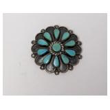 .925 Sterl Zuni Turquoise Brooch/Pendant