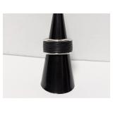.925 Sterl Mens Black Grooved Center Band Sz 6.5