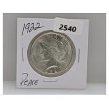 1922 90% Silv Peace $1 Dollar