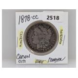 Rare 1878-CC 90% Silv Morgan $1 Dollar