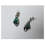 Silver Tone Abalone Earrings