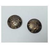 .925 Sterl Diamond Cut Button Clip On Earrings