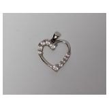 .925 Sterl CZ Stone Heart Pendant