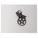 .925 Sterl Howling Wolf Atop Pentagram Pendant