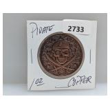 1oz .999 Copper Pirate Round