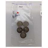 5-Mixed Date Buffalo Nickels