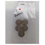 5-Mixed Date Buffalo Nickels