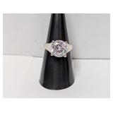 .925 Sterling Round CZ Solitaire Ring Sz 7