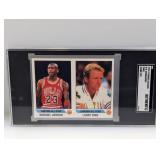 1990-91 Stickers Hand Cut Panel Jordan/Bird SGC Au