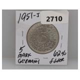 1951-J 62% Silv Germany 5 Mark