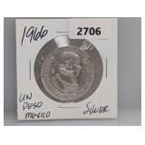 1966 Mexico Silv Un Peso
