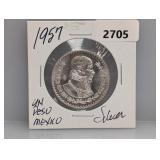 1957 Mexico Silv Un Peso