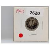 1940 90% Silv Mercury Dime