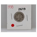 1938 90% Silv Mercury Dime