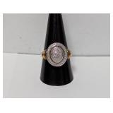 Vermeil/.925 Sterl Oval Diamond Ring Sz 10